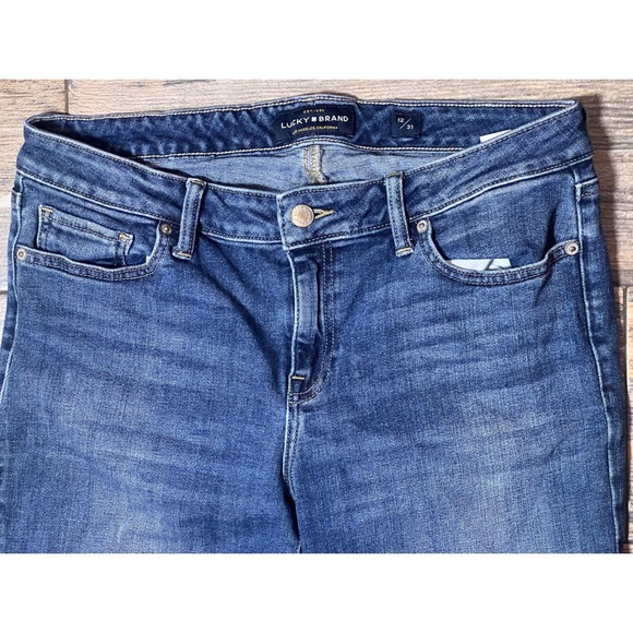 Lucky Brand Lolita Crop Blue Jeans Denim Size 12/31 Soft‎ Comfy Whiskered Ankle - Picture 3 of 12